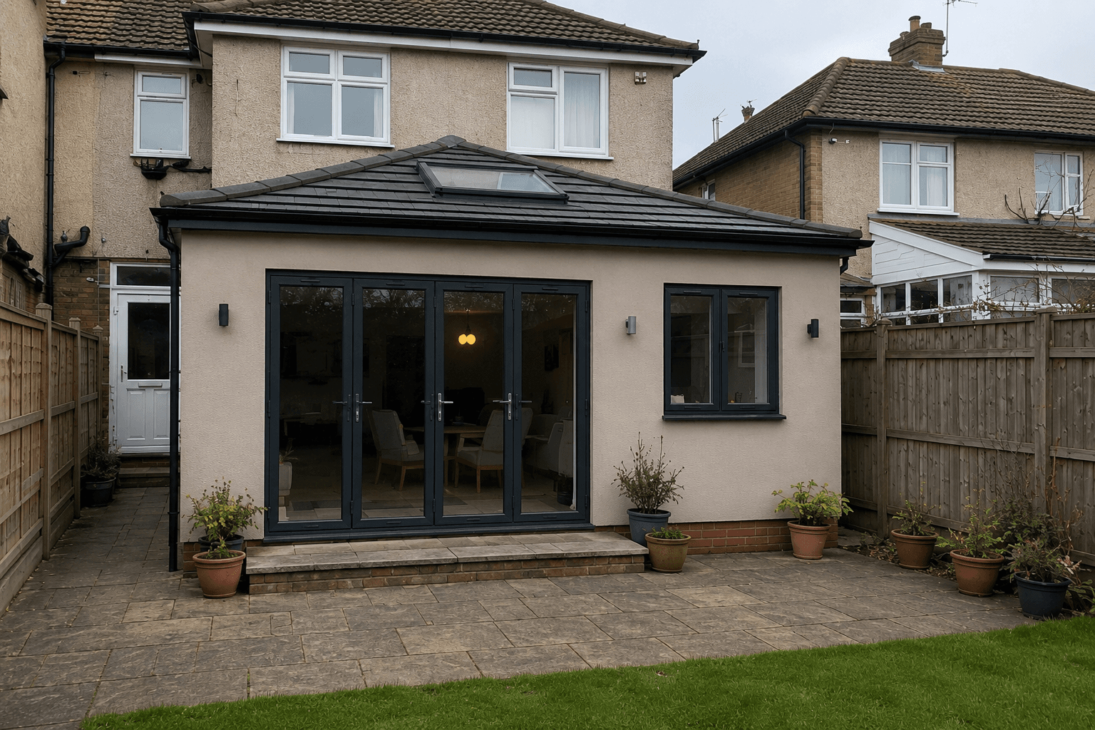 Single-storey extension — Rayleigh · brickwork + finish — Summerfield Landscapes