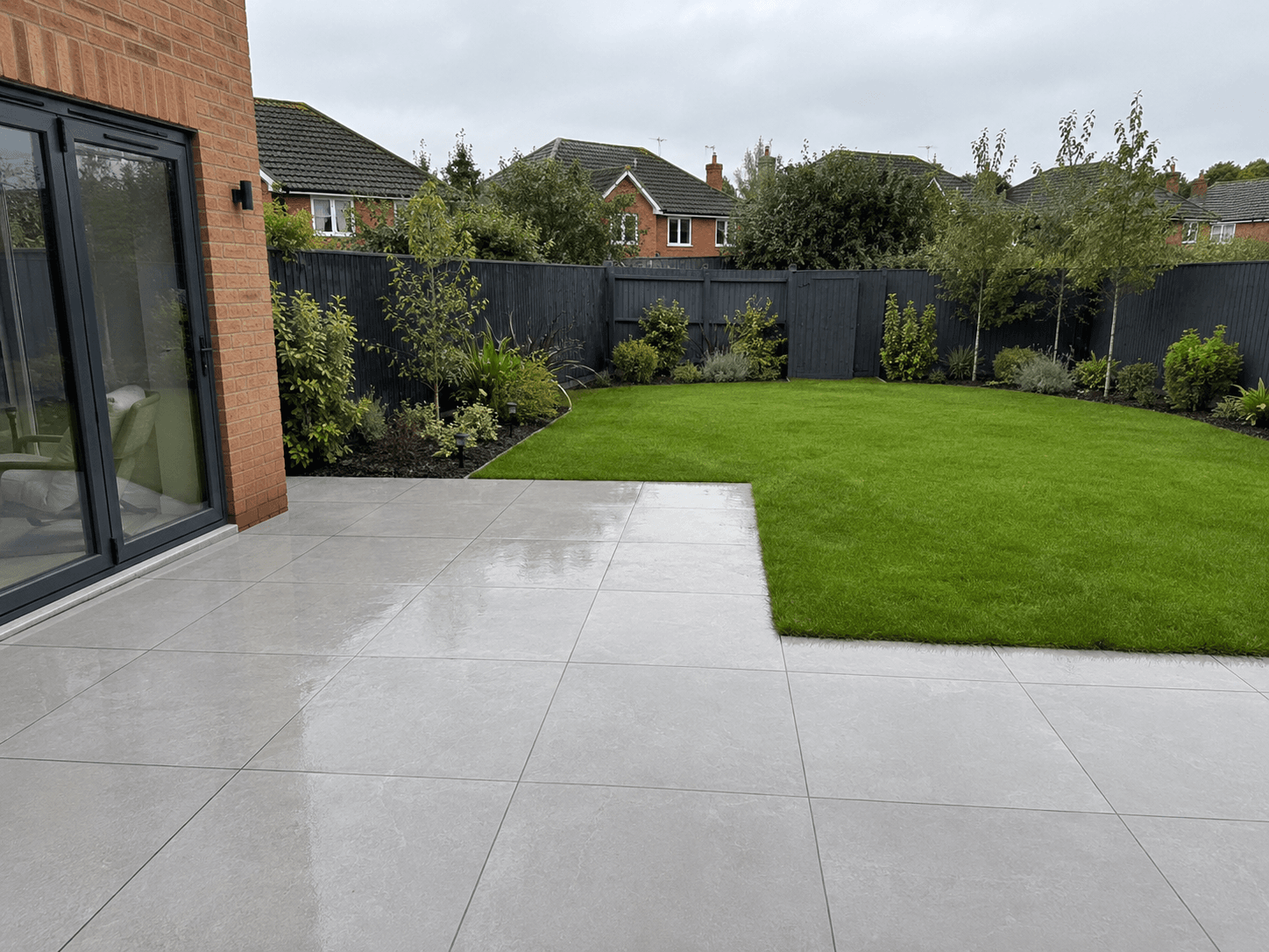 Porcelain patio and lawn installation in Basildon — Summerfield Landscapes